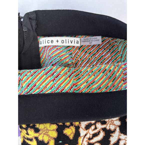 Alice and Olivia Colorful Jacquard Patchwork Print Bunnie Mini Skirt Sz. Small - Picture 5 of 9